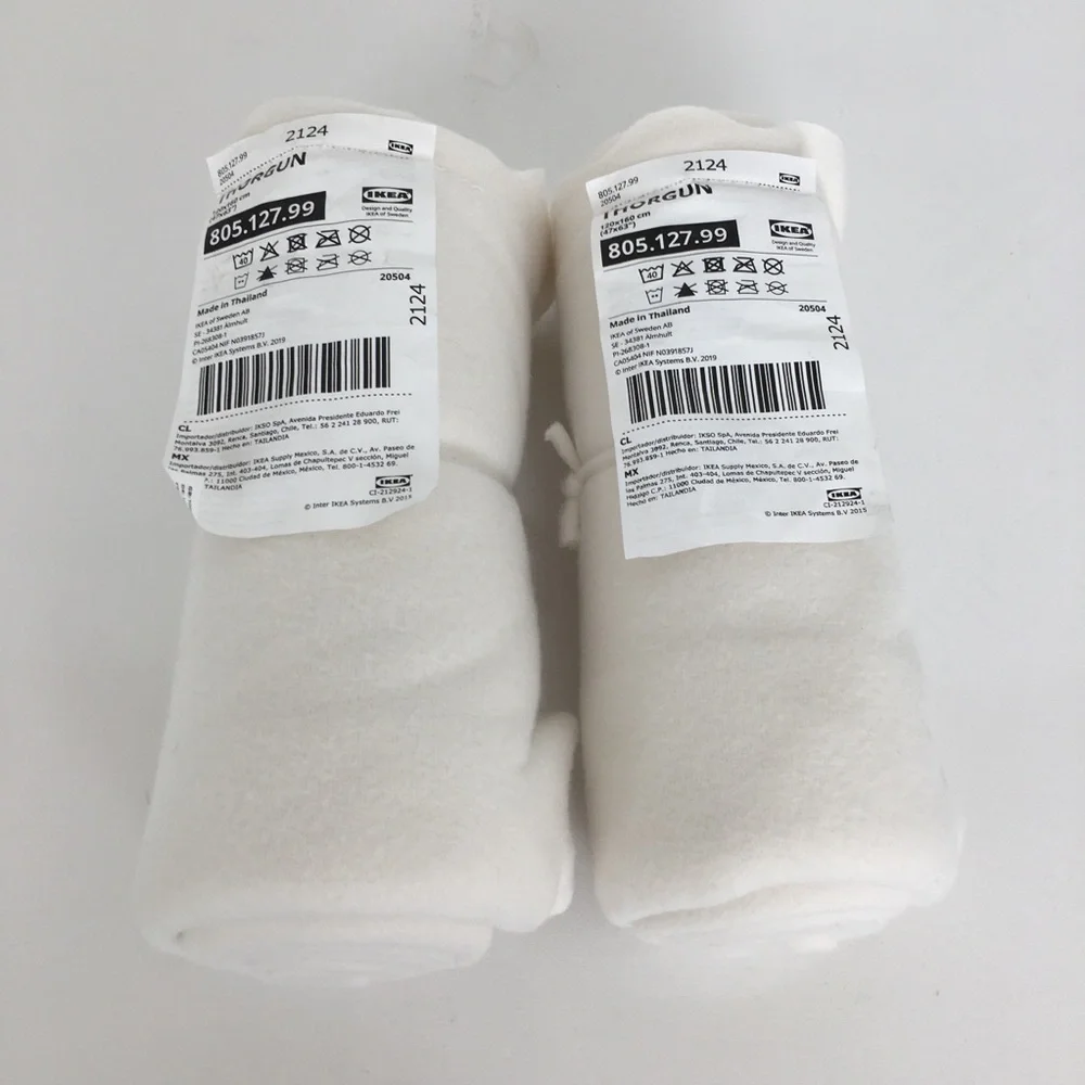 IKEA Thorgun Blanket White NEW Bundle of 2  Soft Cozy Fleece Throw Blankets NWT